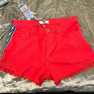 Red aviator nation Jean shorts